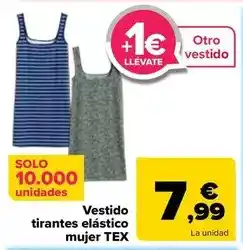 Carrefour Tex - vestido tirantes elástico mujer oferta