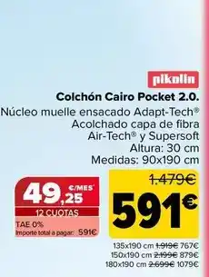 Carrefour Pikolin - colchón cairo pocket 2.0 oferta