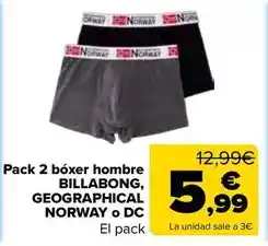 Carrefour Billabong / geographical norway / dc - pack 2 bóxer hombre oferta
