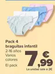 Carrefour Pack 4 braguitas infantil oferta