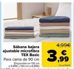 Carrefour Tex basic - sábana bajera ajustable microfibra oferta
