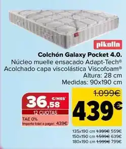 Carrefour Pikolin - colchón galaxy pocket 4.0 oferta