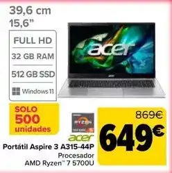 Carrefour Acer - portátil aspire 3 a315-44p oferta