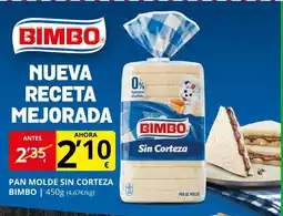 Supermercados MAS BIMBO Pan molde sin corteza oferta