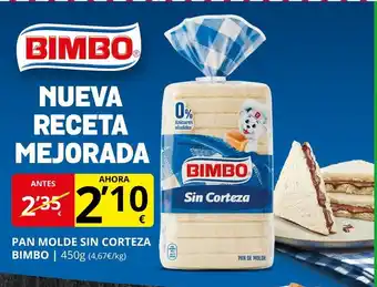 Supermercados MAS BIMBO Pan molde sin corteza oferta
