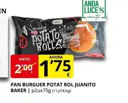 Supermercados MAS Pan burguer potat rol juanito baker oferta