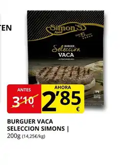 Supermercados MAS SIMONS Burguer vaca seleccion oferta