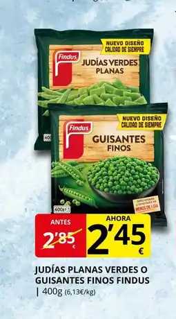 Supermercados MAS FINDUS Judías planas verdes o guisantes finos oferta
