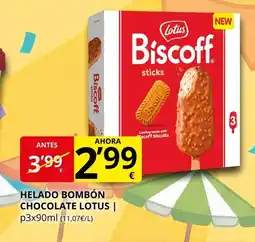 Supermercados MAS LOTUS Helado bombón chocolate oferta