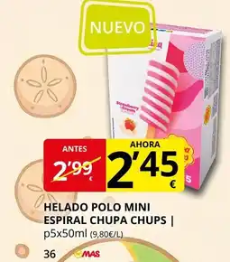 Supermercados MAS CHUPA CHUPS Helado polo mini espiral oferta