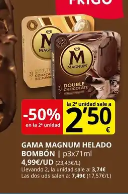 Supermercados MAS Gama magnum helado bombón oferta