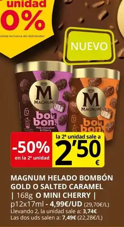 Supermercados MAS MAGNUM Helado bombón gold o salted caramel o mini cherry oferta