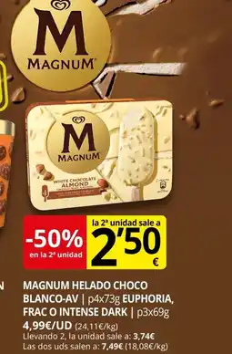 Supermercados MAS MAGNUM Helado choco blanco-av frac o intense dark oferta