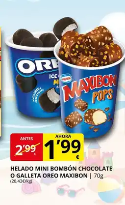 Supermercados MAS Helado mini bombón chocolate o galleta oreo maxibon oferta