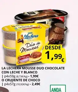 Supermercados MAS LA LECHERA Mousse duo chocolate con leche y blanco oferta