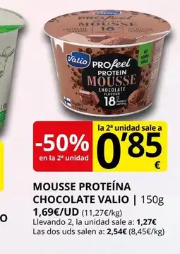 Supermercados MAS VALIO Mousse proteína chocolate oferta