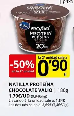 Supermercados MAS VALIO Natilla proteína chocolate oferta