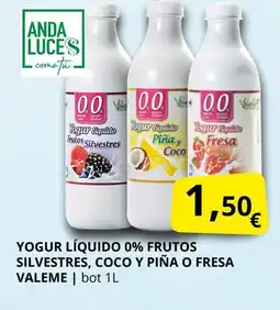 Supermercados MAS VALEME Yogur líquido 0% frutos silvestres, coco y piña o fresa oferta