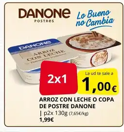 Supermercados MAS DANONE Arroz con leche o copa de postre oferta