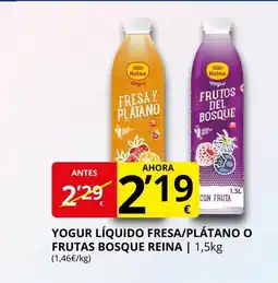 Supermercados MAS REINA Yogur líquido fresa/plátano o frutas bosque oferta