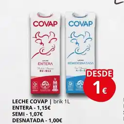 Supermercados MAS COVAP Leche entera semi desnatada oferta