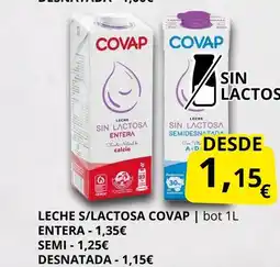 Supermercados MAS COVAP Leche s/lactosa entera semi desnatada oferta