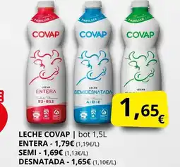 Supermercados MAS COVAP Leche entera semi desnatada oferta