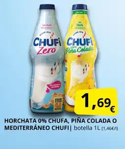 Supermercados MAS CHUFI Horchata 0% chufa, piña colada o mediterráneo oferta
