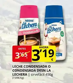 Supermercados MAS LA LECHERA Leche condensada o condensada desn oferta