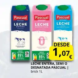 Supermercados MAS PASCUAL Leche entera, semi o desnatada oferta