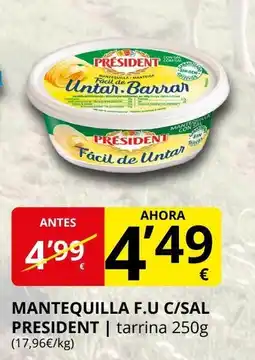 Supermercados MAS PRESIDENT Mantequilla f.u c/sal oferta