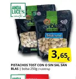 Supermercados MAS SAN BLAS Pistachos tost con o sin sal oferta