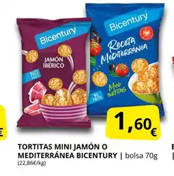 Supermercados MAS BICENTURY Tortitas mini jamón o mediterránea oferta