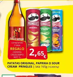 Supermercados MAS PRINGLES Patatas original, paprika o sour cream oferta