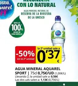 Supermercados MAS Agua mineral aquarel sport oferta