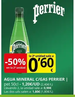 Supermercados MAS PERRIER Agua mineral c/gas oferta