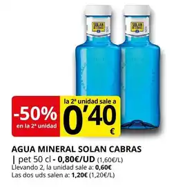 Supermercados MAS SOLAN CAMBAS Agua mineral oferta
