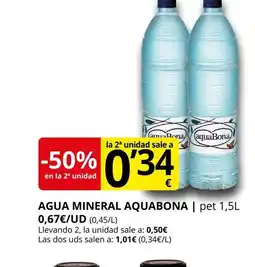 Supermercados MAS AQUABONA Agua mineral oferta