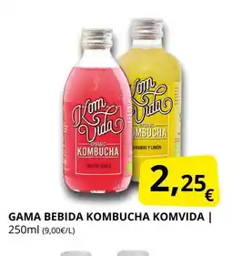 Supermercados MAS KOMVIDA Gama bebida kombucha oferta