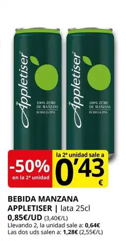 Supermercados MAS APPLETISER Bebida manzana oferta