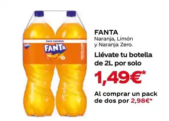 Supermercados MAS FANTA Naranja, Limón y Naranja Zero oferta