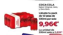 Supermercados MAS COCA-COLA Sabor Original, Zero, y Zero-Zero oferta
