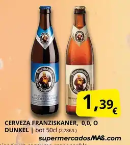 Supermercados MAS Cerveza franziskaner, 0,0, o dunkel oferta