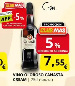 Supermercados MAS Vino oloroso canasta cream oferta