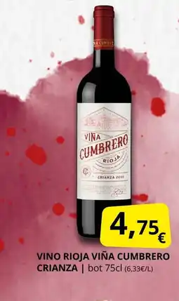 Supermercados MAS VIÑA CUMBRERO Vino rioja crianza oferta