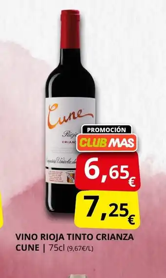 Supermercados MAS CUNE Vino rioja tinto crianza oferta