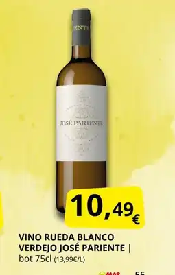 Supermercados MAS JOSÉ PARIENTE Vino rueda blanco verdejo oferta