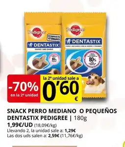 Supermercados MAS PEDIGREE Snack perro mediano o pequeños dentastix oferta