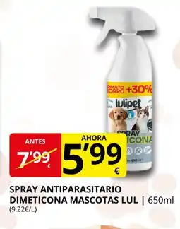 Supermercados MAS Spray antiparasitario dimeticona mascotas lul oferta