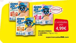 Supermercados MAS Helado perros 3 sabores oferta